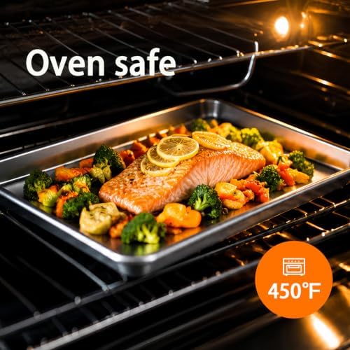 Baking Sheet Set of 2, 18 Inch Stainless Steel Cookie Sheets, 0.8mm