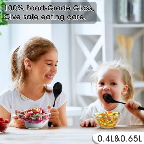 NUTRIUPS 5 Inch Small Glass Bowls Set of 3, 8oz Glass Dessert Bowl