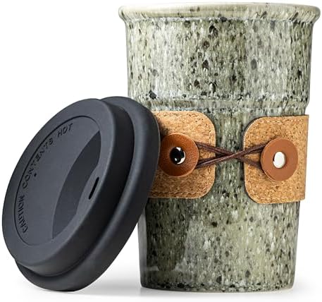 Ceramic Coffee Travel Mug Tea Cups with Lids, Travel Coffee Tumbler