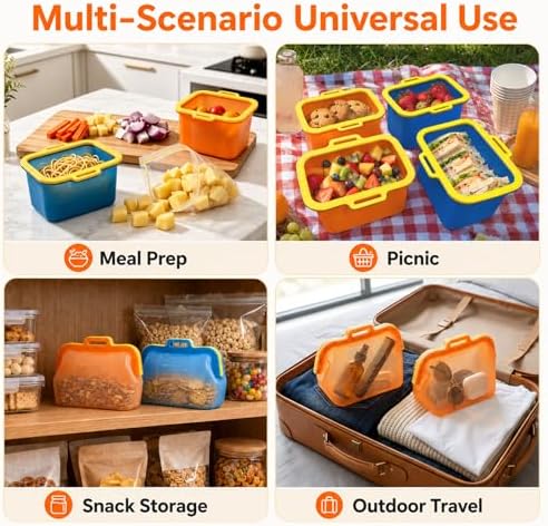 Magnetic Seal Silicone Reusable Food Storage Bag, 50 oz, NUZEAK
