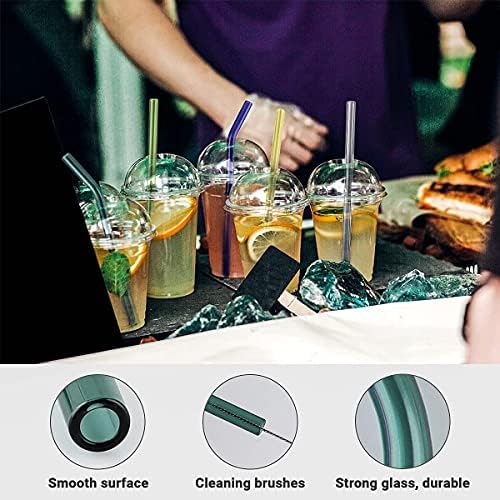 8 Pcs Reusable Glass Straws, 8"x8mm Eco-friendly Drinking Straws for