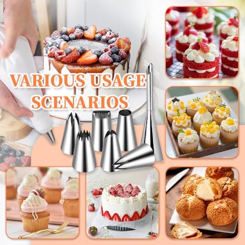14PCS Reusable Piping Bags and Tips Set-16Inch HeavyDuty Cotton Pastry