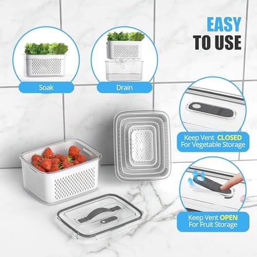 damynuo 10 Pack Fruit Storage Containers with Colander