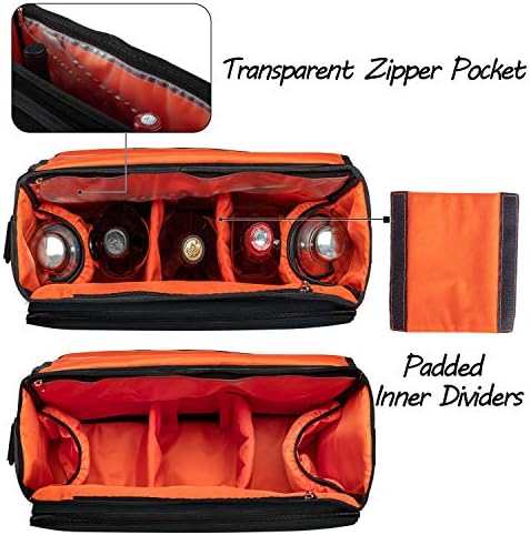 CURMIO Bartender Travel Bag for Bar Tools Set, Wine Bottles, Black