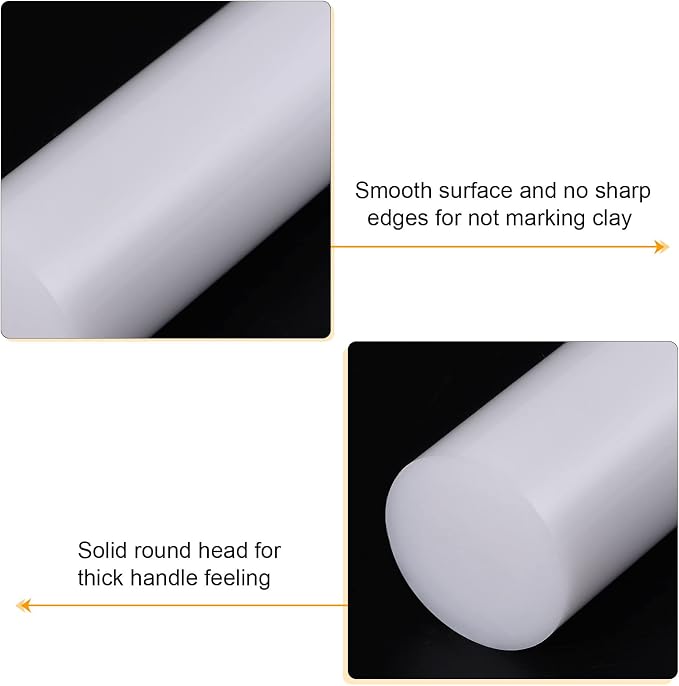 HARFINGTON Acrylic Clay Roller 6 Inch x 1 Inch Solid Non-Stick Plastic Round - Image 4