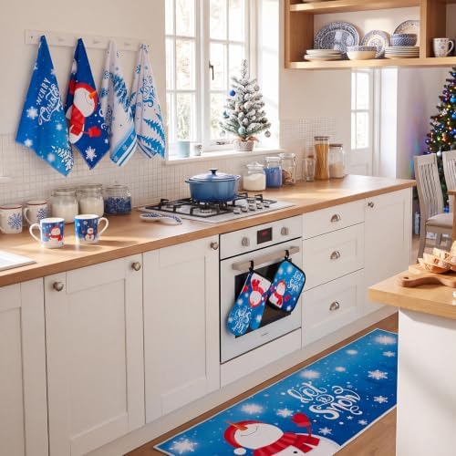 Nuanchu 12 Pcs Blue Let It Snow Christmas Kitchen Decor and