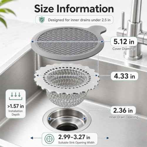 Kitchen Sink Drain Strainer and Stopper Combo, 304 Stainless Steel