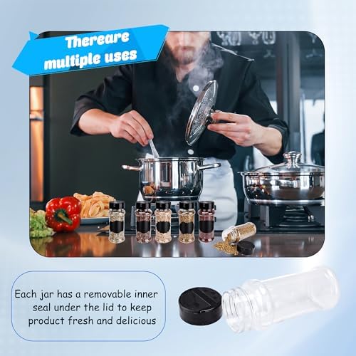 48 Pack 3 oz Clear Plastic Spice Jars with Label and Shaker Lids Empty