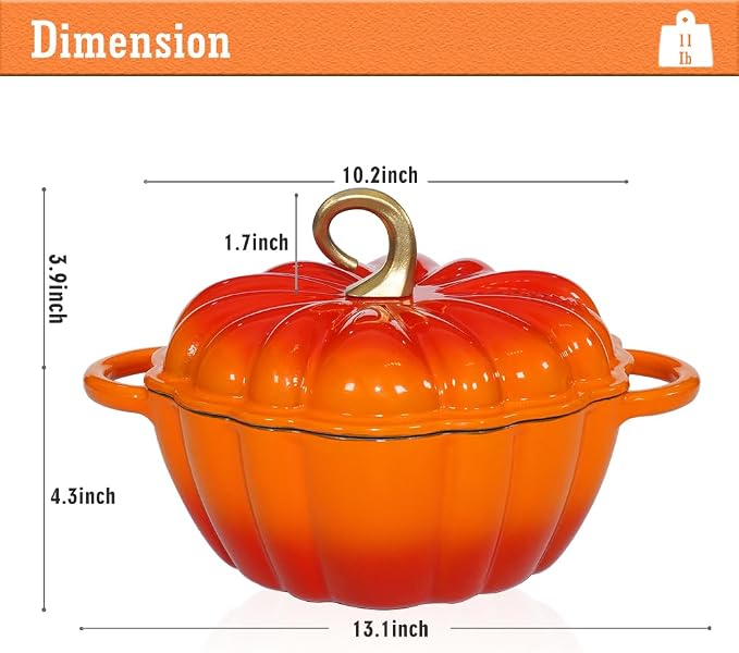 Pumpkin Enameled Cast Iron Dutch Oven - Image 3