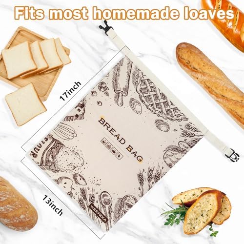 Reusable Beeswax Bread Bags, 2 Pack, 13x17 Inch