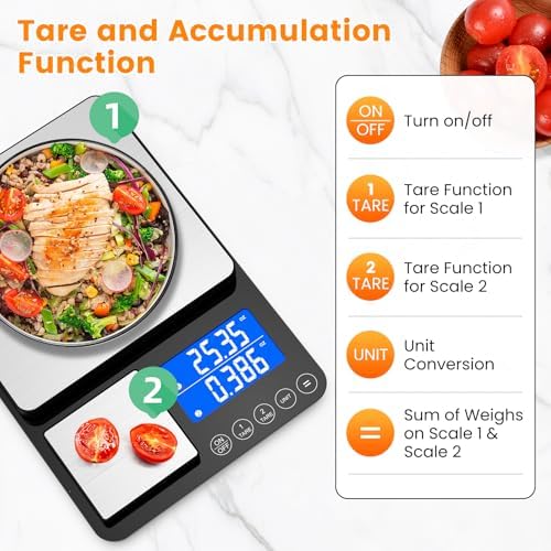 KKZ 0.001oz/33lb Kitchen Scale, Dual Platform Food Scale Grams and