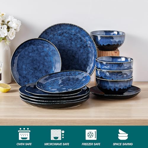 vancasso Starry 12 Pcs Dinnerware Set for 4, Handmade Reactive Glaze