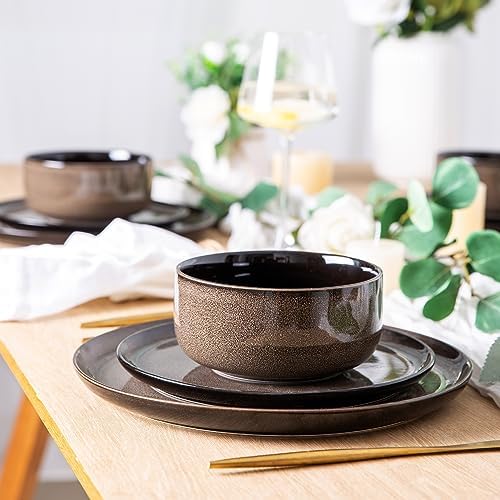LERATIO Ceramic Dinnerware Sets for 8,24-Pcs Porcelain Plates and Bowls Set