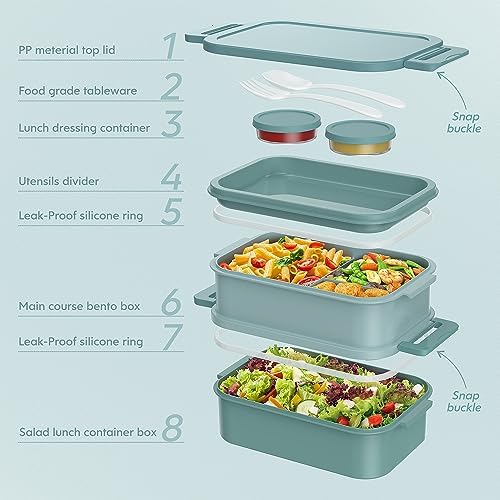 Jelife Bento Box Adult Lunch Box, 72oz Stackable Bento Lunch Box for