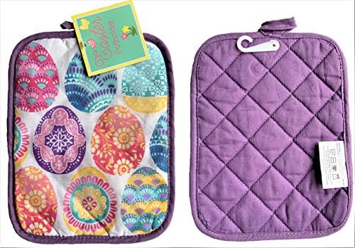 Easter 3 Piece Egg Pastel Kitchen Towel Set with Matching Oven Mitt