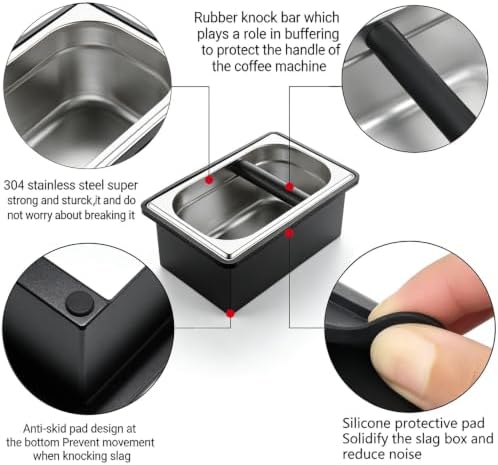 Espresso Knock Box,Stainless Steel Knocker Storage Box