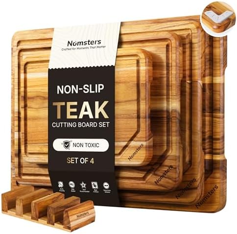 Teak Wood Cutting Board for Kitchen Non Slip Charcuterie Board
