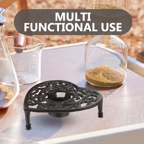 Cast Iron Teapot Warmer Tripod Rack with Tealight Holder Heart Cutout
