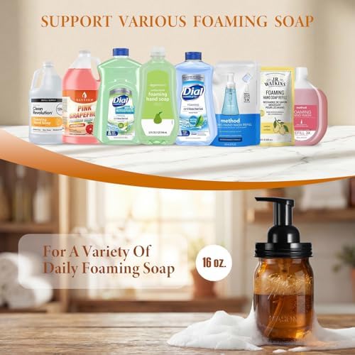 Amolliar Plastic Mason Jar Foaming Soap Dispenser Pump Lid
