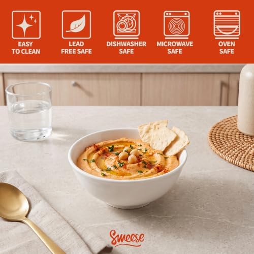 Sweese 5 oz Small Ceramic Bowls Set of 6, 3.9 Inch Mini Bowls for