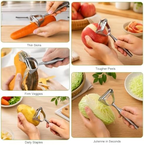 Vegetable Peeler Julienne Peeler,2-in-1 Stainless Steel Peelers for