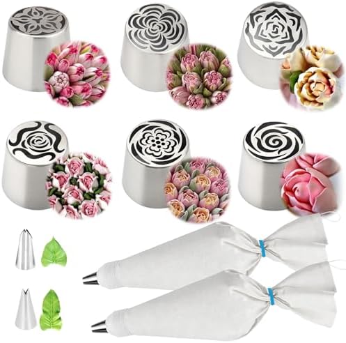 Extra Large Russian Piping Tips, 304 Frosting Tip & Reusable Cotton