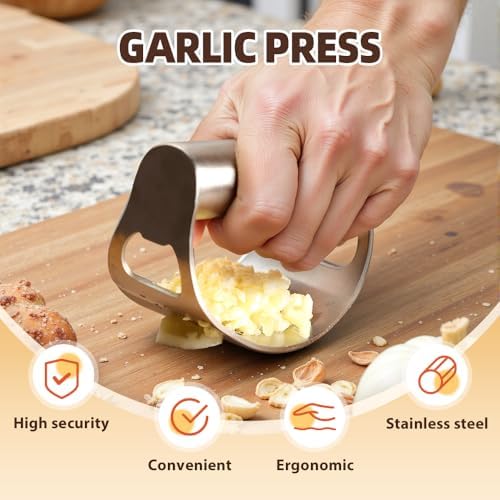 Stainless Steel Garlic Press with Peeler and Brush (1)