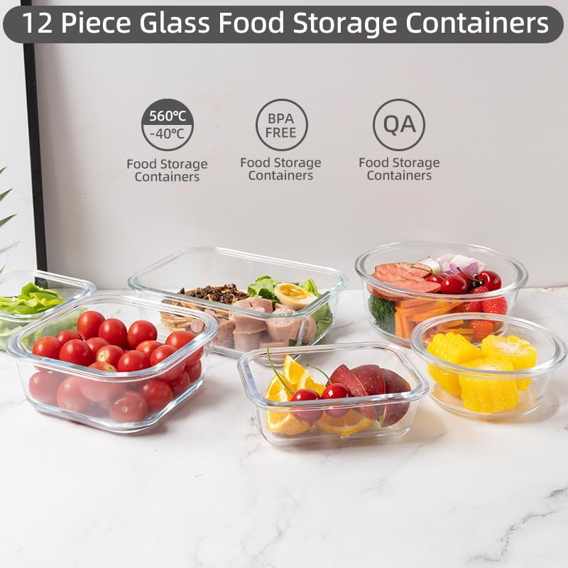 12-Pack Glass Storage Containers