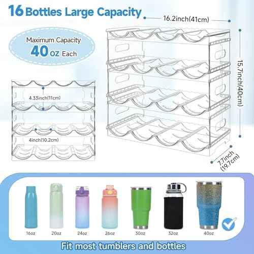 Amaoot Large Compartment Stackable Water Bottle Organizer for Cabinet