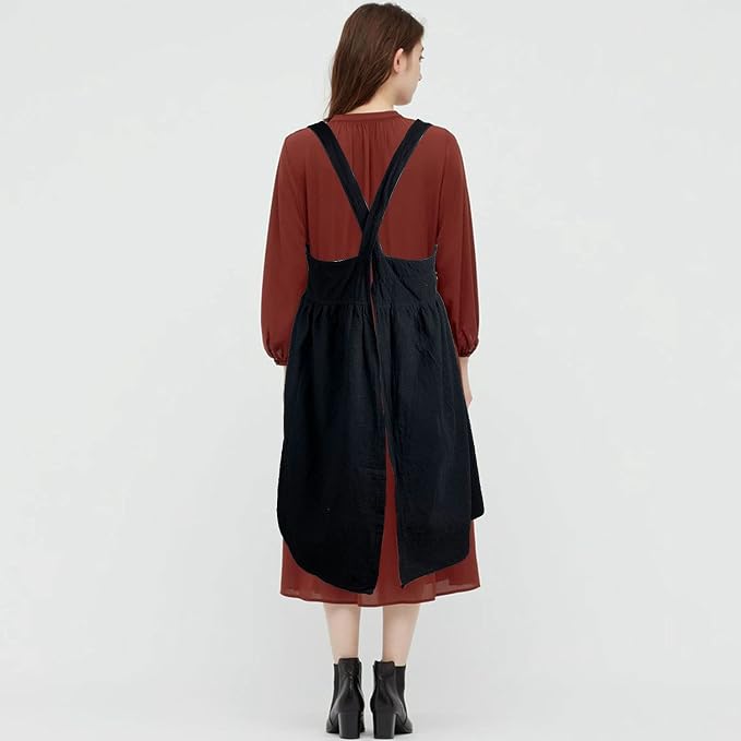 Uaussi Cotton Linen Apron Cross Back Work Apron - Image 5
