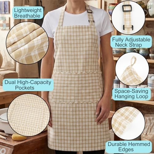 Apron for Men & Women, Lightweight Chef Apron for Cooking, Kitchen &