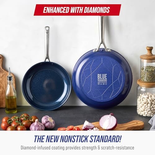 Blue Diamond 2 Piece Nonstick Frying Pan Set, 9.5” & 11" Skillets