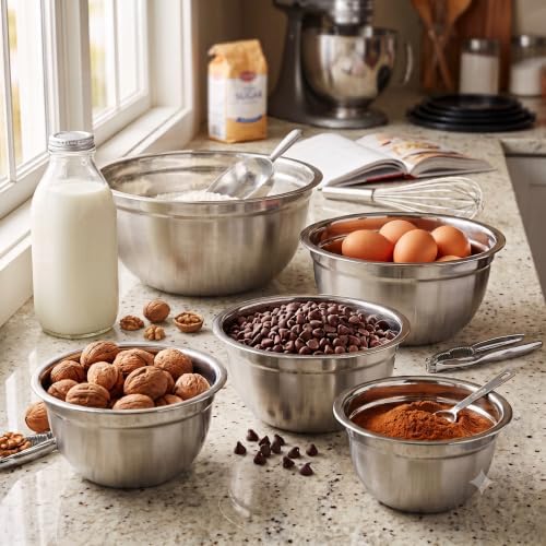 WHYSKO Stainless Steel Mixing Bowls with Lids, 5-Piece Nesting Set