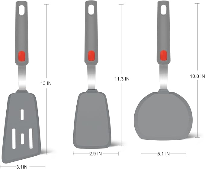 Silicone Spatula Turner Set of 3, Beijiyi 600°F Heat Resistant Cooking Spatulas - Image 2