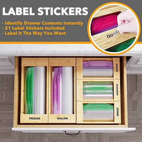 SpaceAid Bag Storage Organizer for Kitchen Drawer, Bamboo Organizer