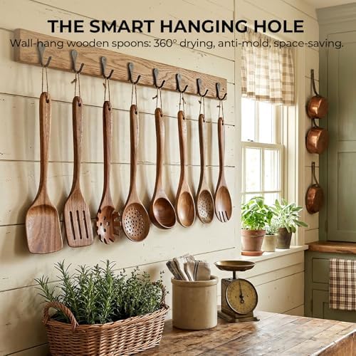 HAKSEN Wooden Spoons for Cooking, Natural Acacia Wooden Cooking