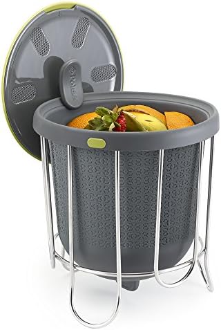 Polder Silicone Kitchen Composter Bucket, Gray/Green
