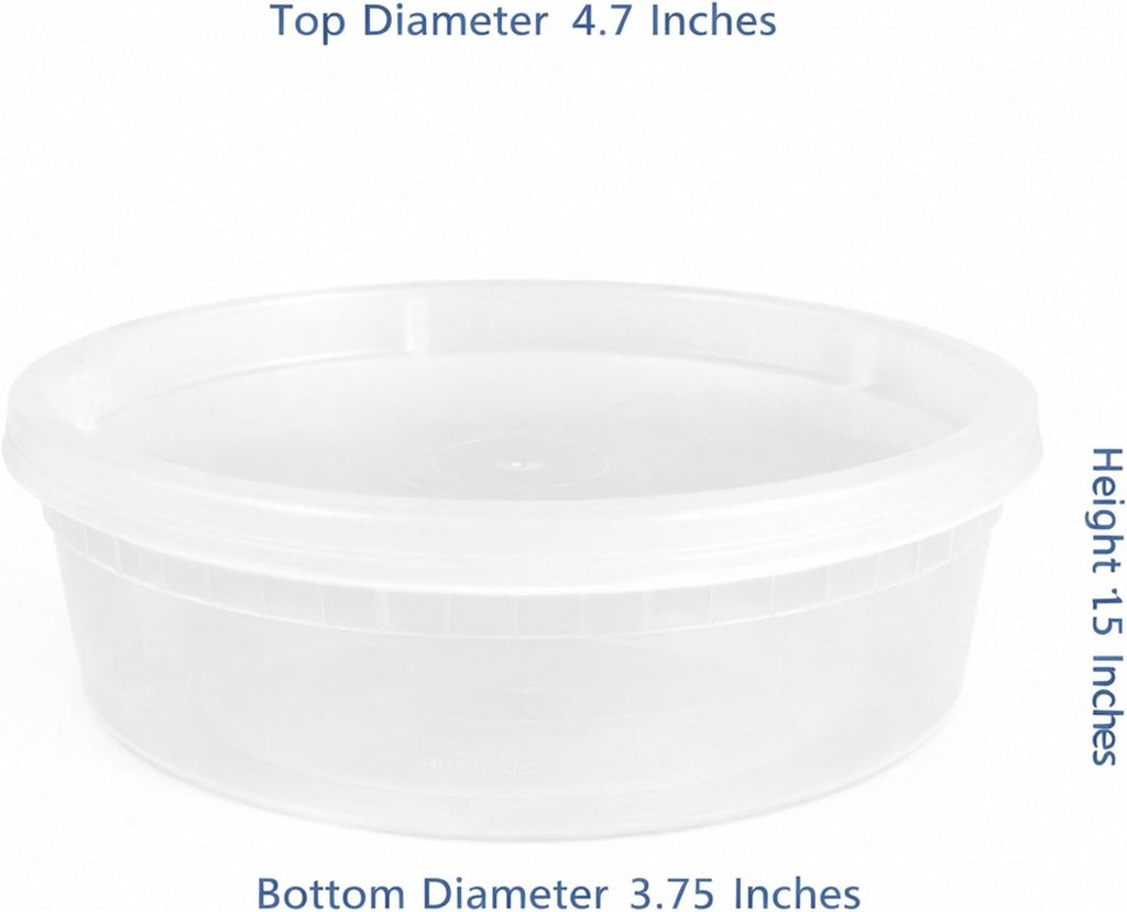 8 oz [15 Pack] BPA Free Plastic Deli Food Storage Containers with Lids