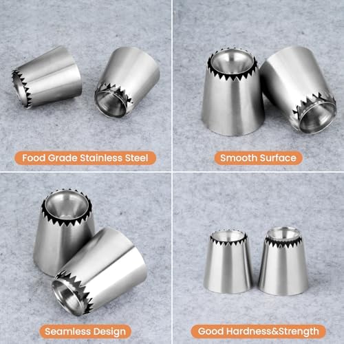 Kasmoire 2Pcs Sultan Piping Nozzle,Stainless Steel Sultan Ring Baking