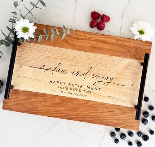 Relax and Enjoy Personalized Retirement Serving Tray | Custom Gift for