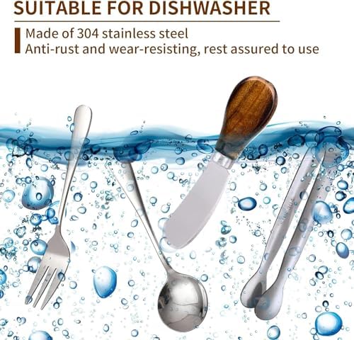 Charcuterie Accessories (14 Pcs), Cheese Spreaders for Charcuterie Board, Mini Serving Spoons, Forks and Mini Serving Tongs - Charcuterie Utensils for Butter, Cheese and Pastry Making