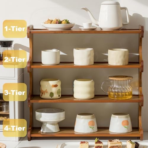 4-Tier Wooden Mug Display Holder, Mug Holder for Countertop Coffee Cup