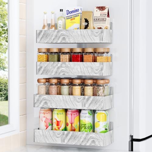 Mystozer Magnetic Refrigerator Spice Rack, 4 Pack