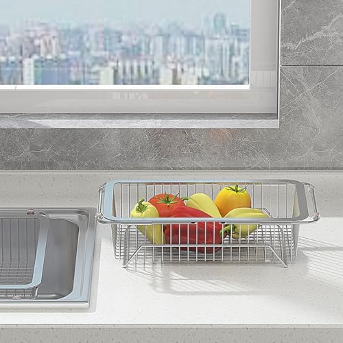 Abaodam Expandable over Sink Colander Basket, Kitchen Drain Strainer