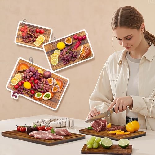 welsteepse Bamboo Cutting Boards, (Set of 3) with Juice Groove, Bamboo