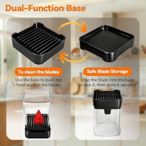 Fruit Slicer Cup with 304 Stainless Steel Blade, Black
