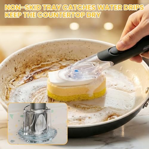 RIMAY Soap Dispensing Dish Brush Set, 10 Sponge Refills