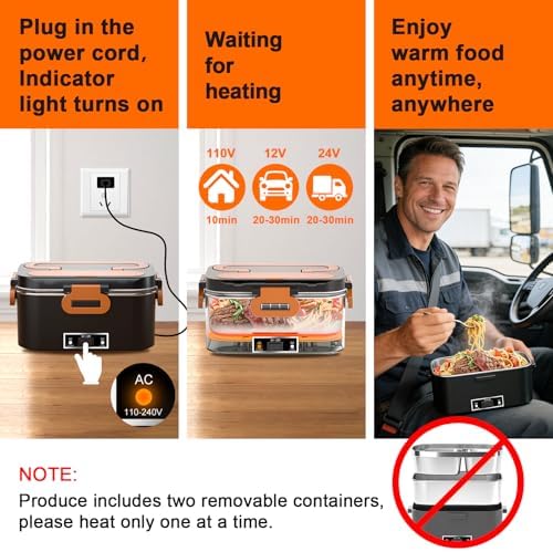 IFENROL Electric Lunch Box for Adults, 1.8L 100W Heating Lunch Box for