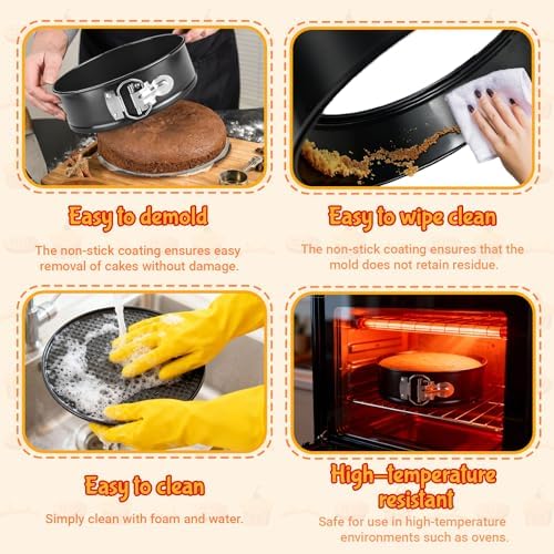 LELE LIFE 2 Pack 10in/26cm Springform Pan, Nonstick with Removable