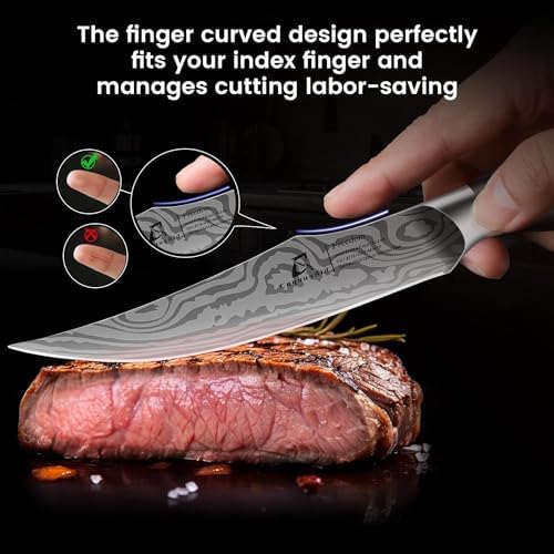 CoquusAid Steak Knives Set of 4, 4.8 Inch Fine-Edge Table Knives with